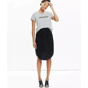 Madewell Black 100% Silk Mid-length Straight Island Skirt Elastic Waist XS